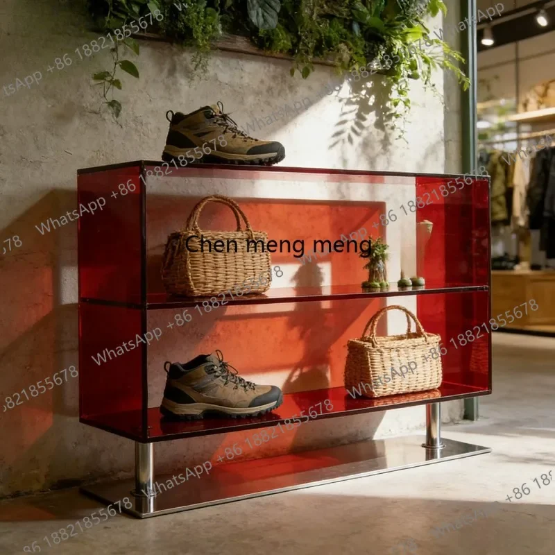 G153 Women's clothing store acrylic display cabinet floor-to-ceiling clothing store shoe bag display rack shoe store shelf