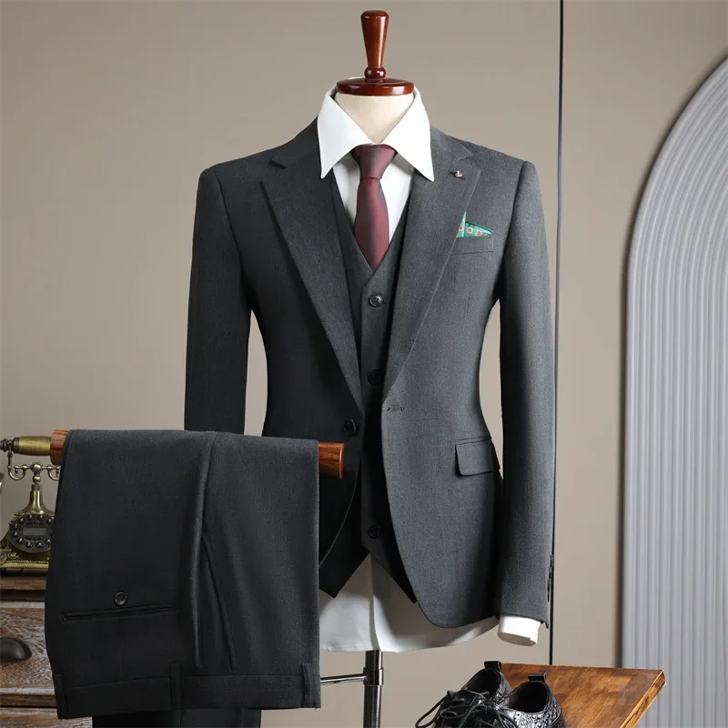 (37) Fashionable British Style Handsome Groom Wedding Suit High-end Suit