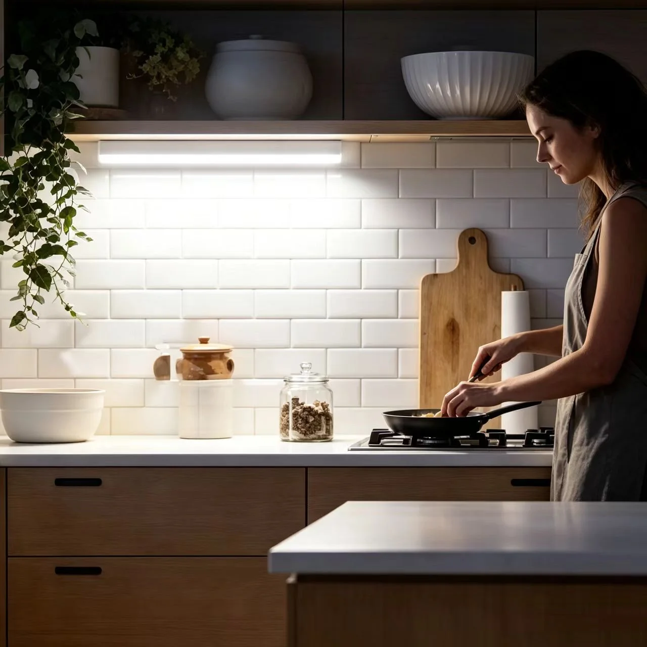 20cm USB Rechargeable LED Motion Sensor Night Light Under Cabinet Lamp for Kitchen Wardrobe Bedside Induction Strip Bar Light