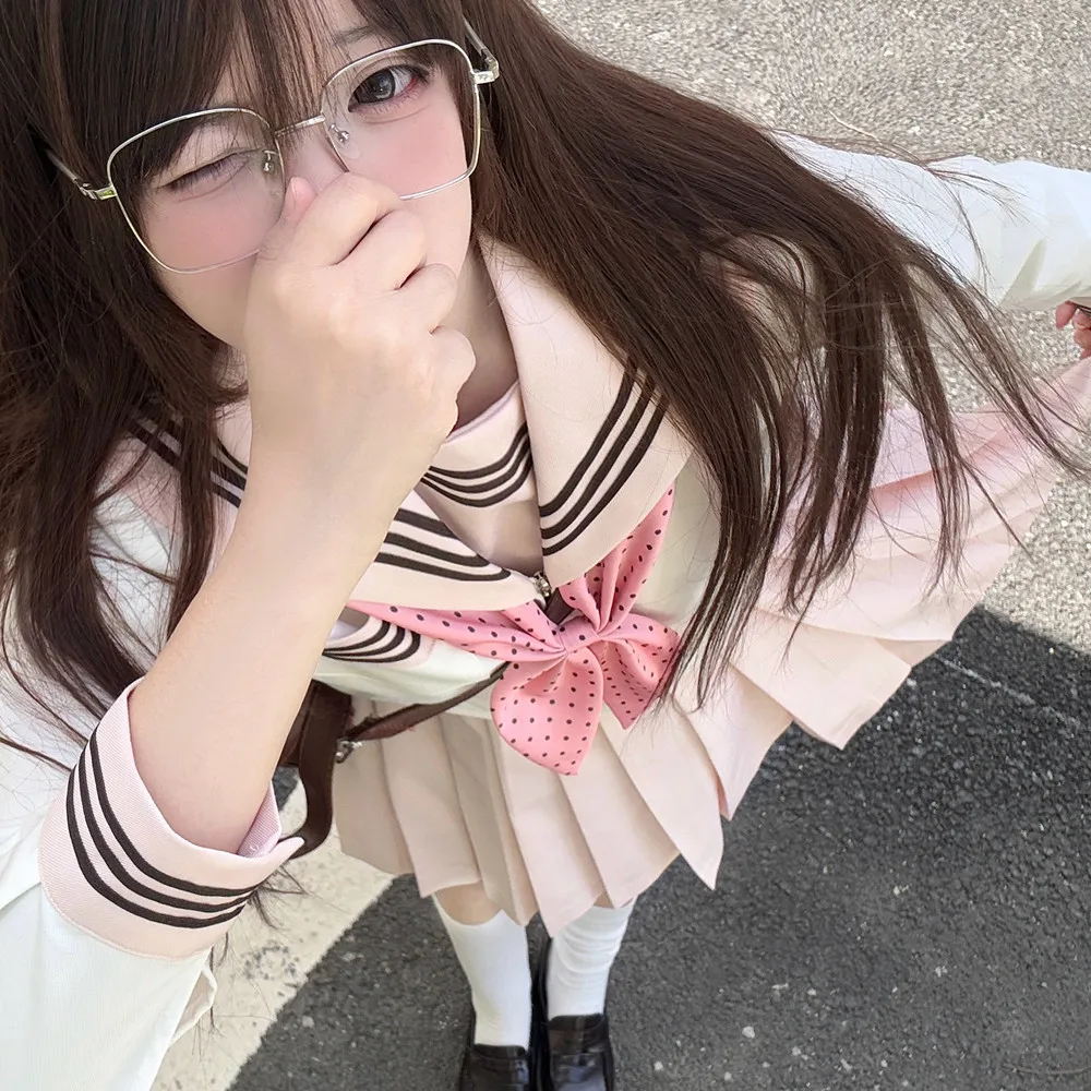 Abito da marinaio rosa a maniche lunghe/corte, uniforme da studente per ragazze delle scuole superiori giapponesi coreane, set uniforme Jk sexy da donna, gonna a pieghe