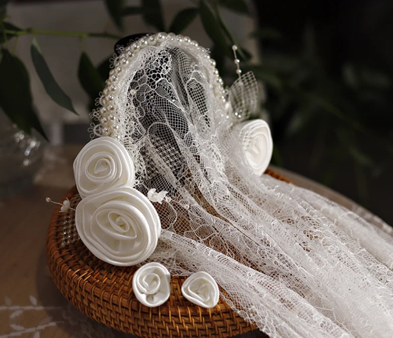 Sposa retrò pizzo Repubblica velo cappello temperamento francese sposa copricapo da sposa accessori per capelli da viaggio