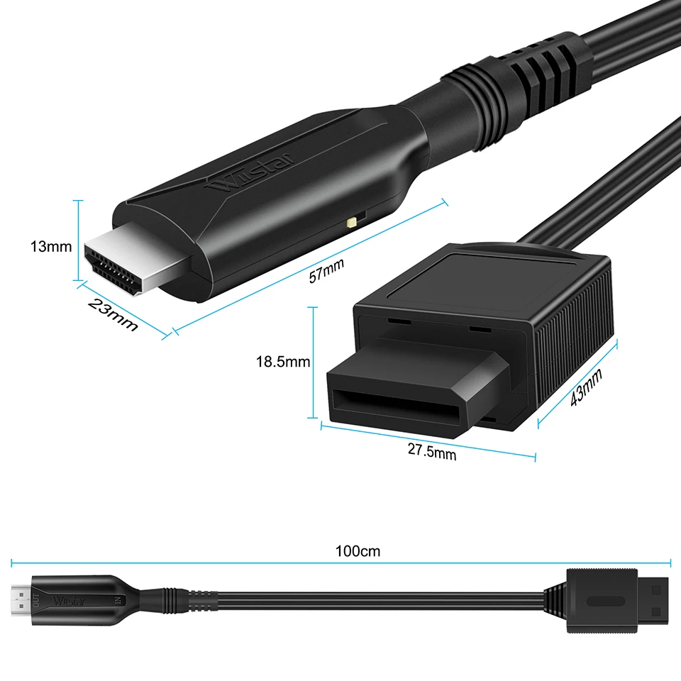 Wii to HDMI Converter Adapter Full HD 1080P Wii2HDMI Converter Cable Male to Male 1 Meter for PC HDTV Monitor Display