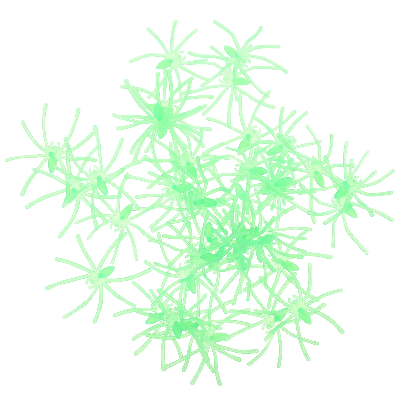 50 pezzi di ragni finti di Halloween che si illuminano al buio, oggetti di scena realistici e spaventosi per la decorazione del partito per la casa, il bar, la casa stregata