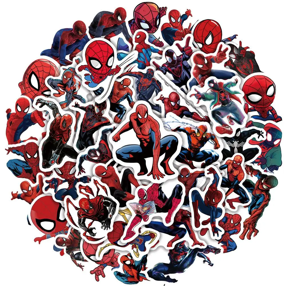 Disney-Autocollants Spider Man Anime pour enfants, décalcomanies de jouets sympas, planche à roulettes bricolage, cahier, ordinateur portable,