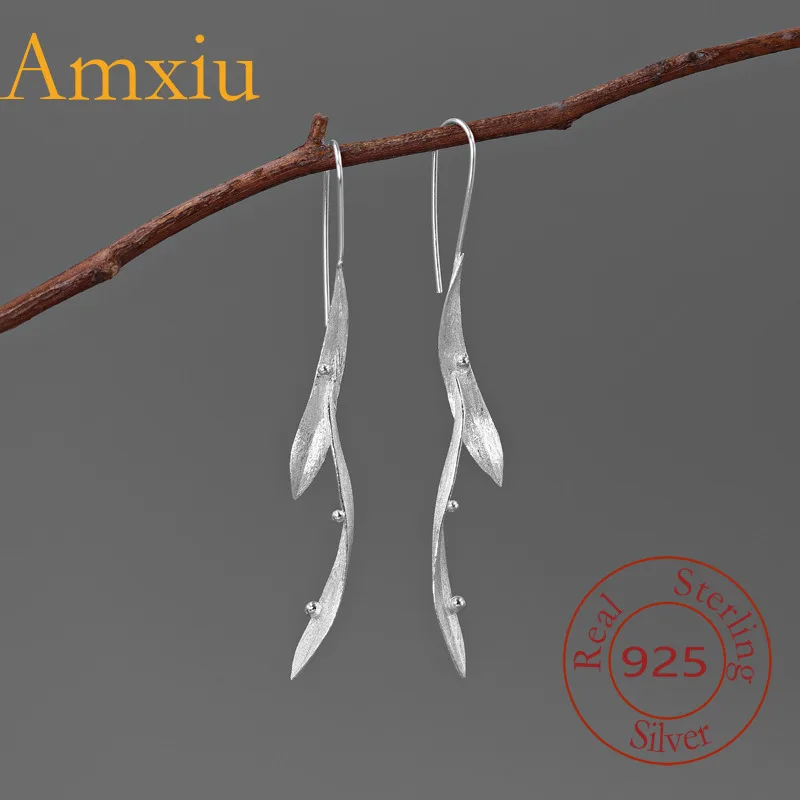 Amxiu Sterling Silver 925  The Wind Between Leaves  Abstract Leaf Fresh And Natural Niche Artistic Style Women's Earrings
