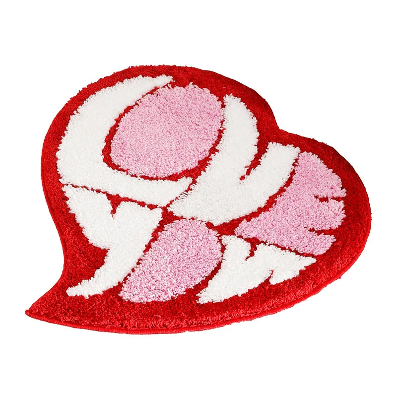 

Valentine's Day, carpet, flocking, bathroom floor mat, heart-shaped love toilet, absorbent mat, non-slip and dirt-resistant