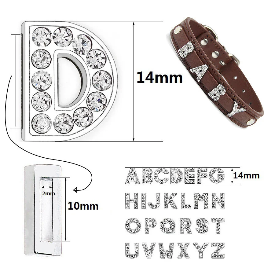 Großhandel 10mm Strass Dia Buchstaben Charms Für Schmuck Machen Frauen Armband Alphabet A-Z Haustier Kragen Halskette DIY Zubehör – Detail 2