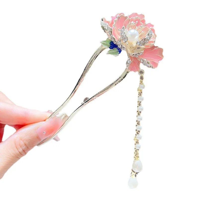 دبوس شعر مهدب جديد على الطراز الصيني، دبوس شعر راقي، دبوس شعر على شكل زهرة مشي مهدب على الطراز القديم. #5