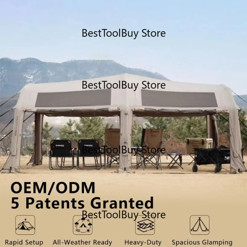 

Factory direct salesInflatable Tunnel Tent 2 Room Instant Setup Wind-Resistant Outdoor Shelter Awning Rainproof 6-8 Person Big S