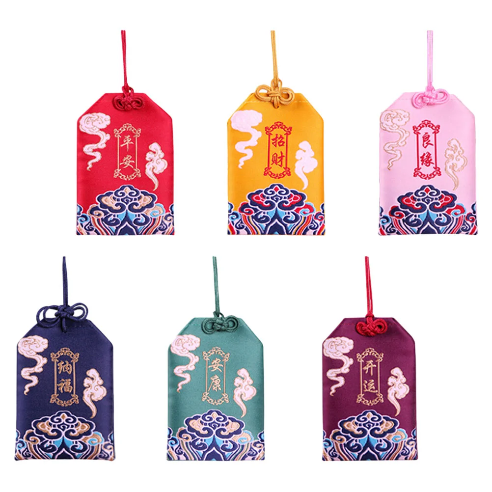 6 Pcs Blessing Bag Japanese Omamori Lucky Amulet Bags Style Pouch Exquisite Delicate DIY Pendant Chinese