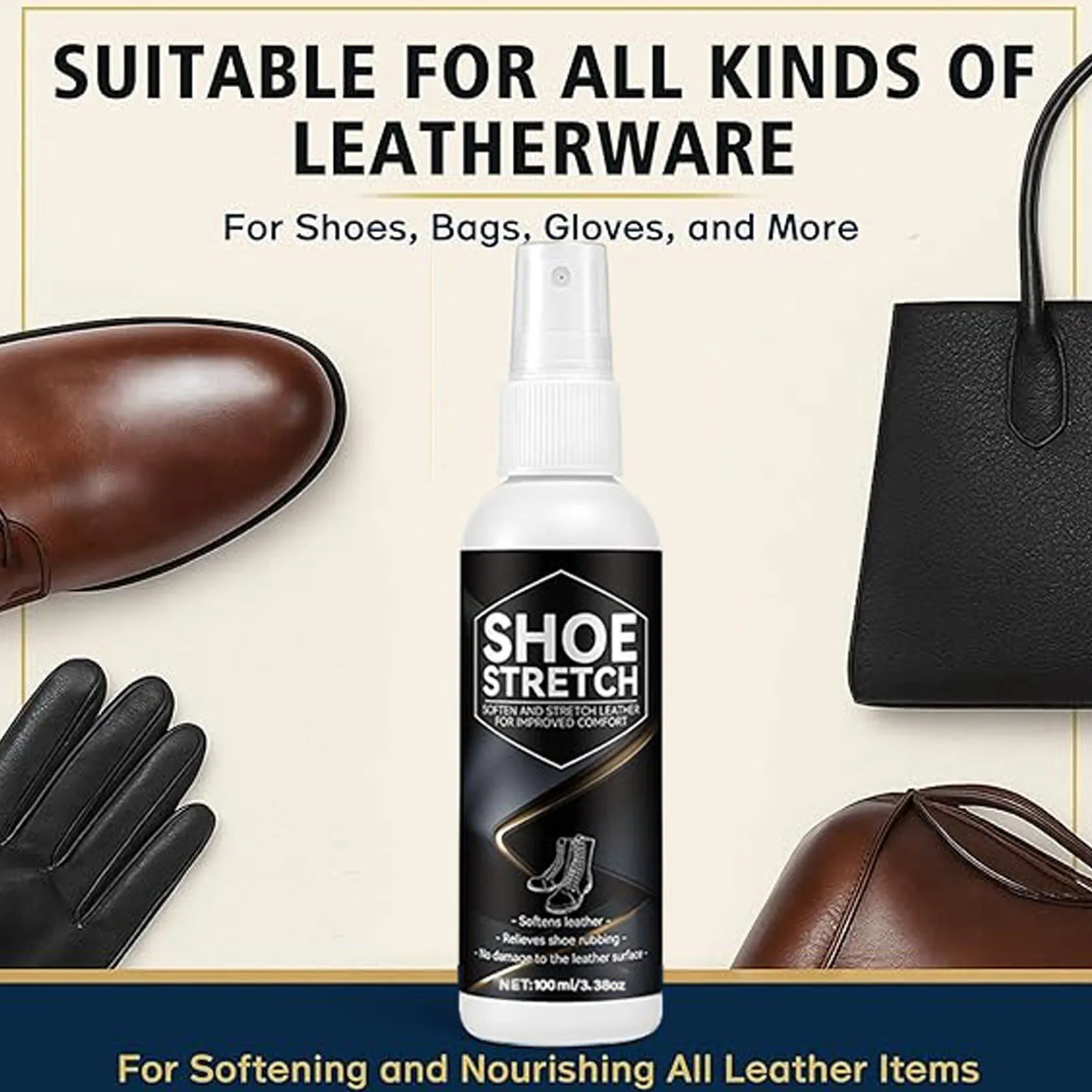 Shoe Stretch Spray, Professional Leather Softener, Used with Shoe Stretcher, Relieve Boot Pinching, for Women and Men, 100ml
