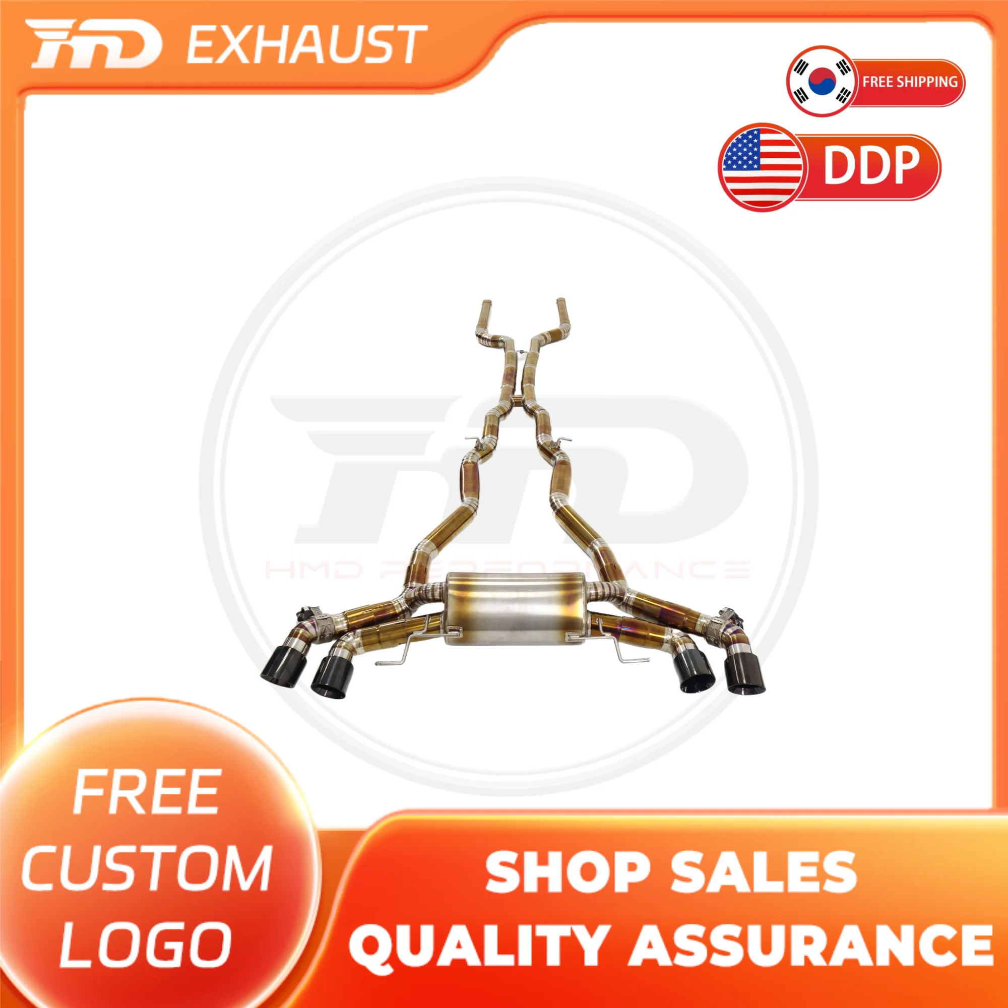 

HMD Hot sale Titanium Exhaust System High Flow Performance Catback exhaust for BMW M8 Car Accessories with Valve and Black Tips