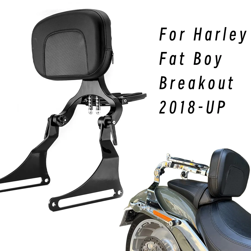 

For Harley Fat Boy Breakout FXBR FLFB FXBRS FLFBS 2018-2024 Motorcycle Backrest Accessories Passenger Driver Folding Sissy Bar