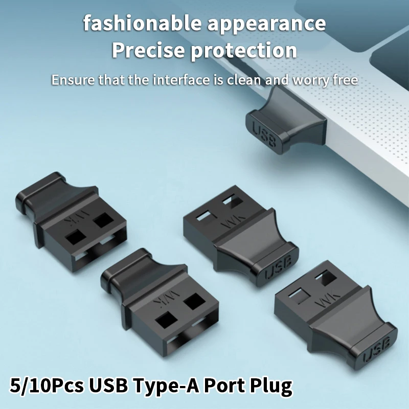 

5/10 шт. противопыльные чехлы для порта USB типа A с ручкой, подходят для ноутбука, компьютера, розетки