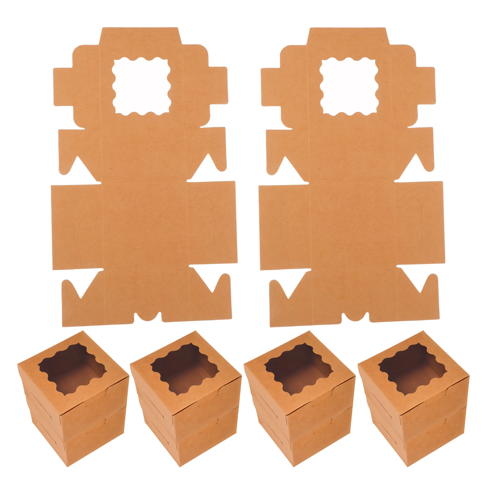 

50 Pcs Baking Elegant Design Portable Cake Boxes Dessert Containers Cupcake Packaging Pastry Food Boxes Baked Goods Storage
