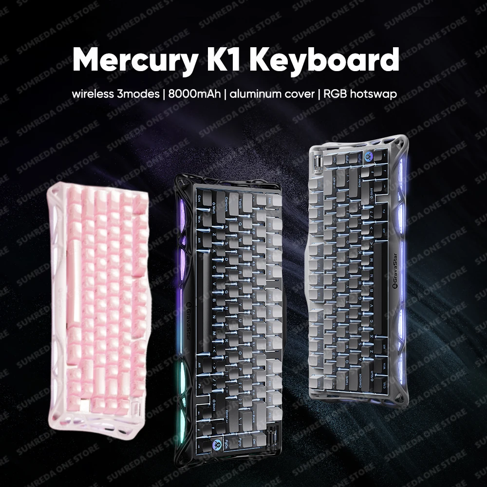 Mercury K1 Grava Star Breaking 75 RGB Mechanical Keyboard Gaming Bluetooth 2.4G Wired RGB Hotswap Gamer Non-contact Keyboard