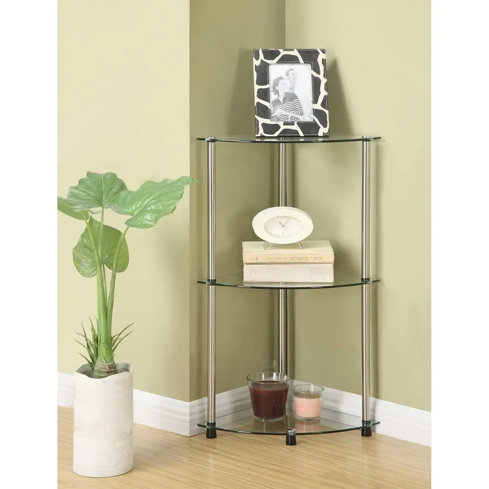 2Go Classic Glass 3-Layer Corner Shelf, 13.75