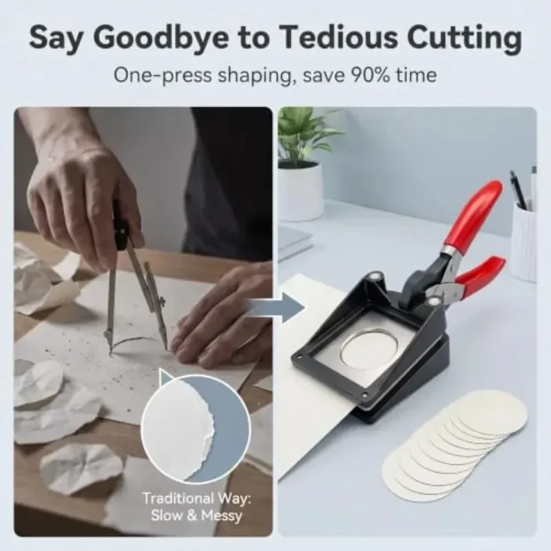 1PC 25-50mm Circle Handheld Paper Cutter for Button Making for Business Cards Crafts DIY Projects Hardened Steel Blade