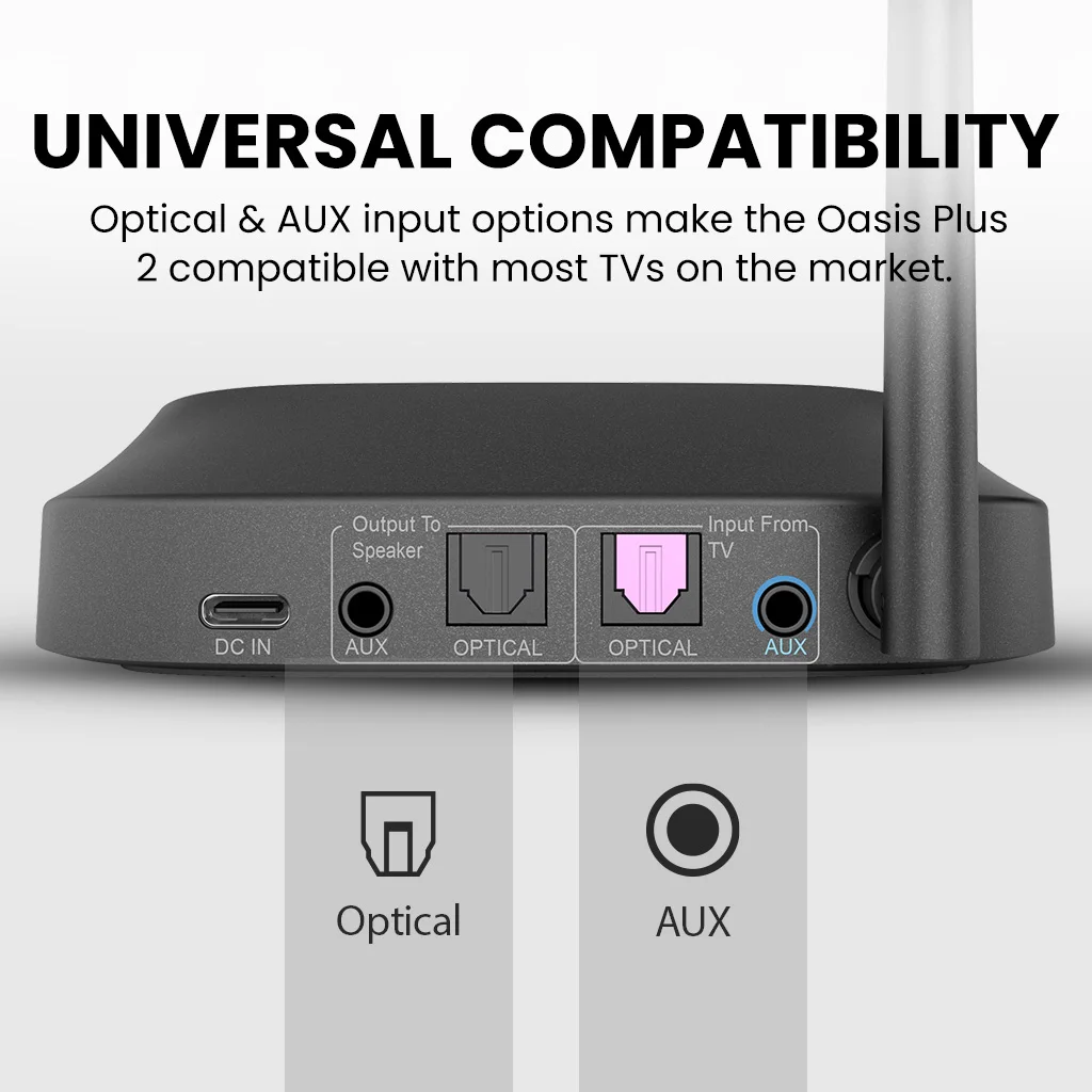 Avantree Oasis Plus 2 - Trasmettitore Bluetooth per TV con controllo remoto del volume, aptX-Adaptive e bassa latenza