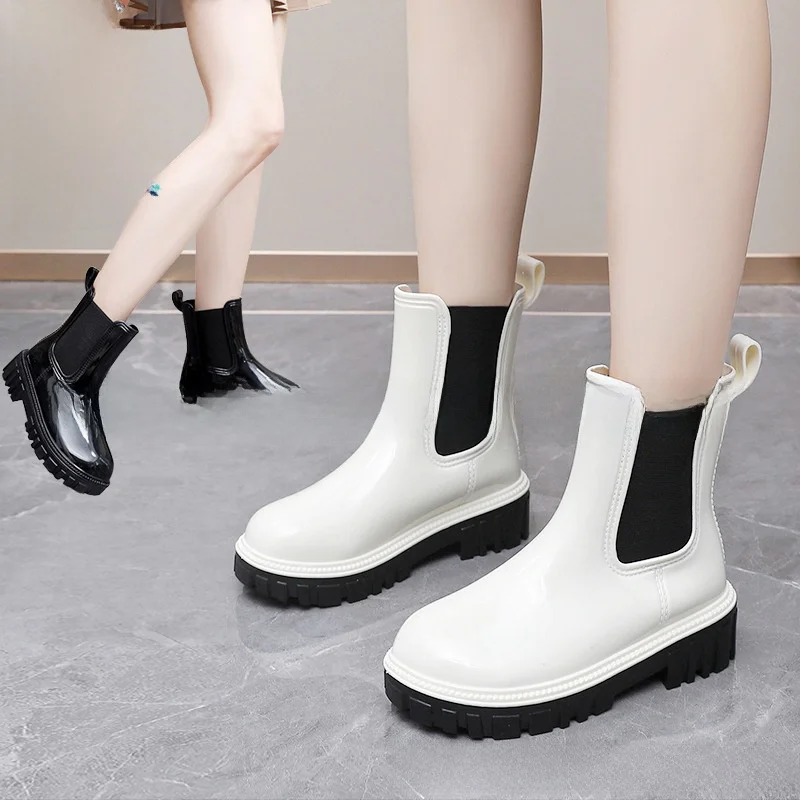 

Thick Bottom Short Tube Jelly Rain Boots Women's Outdoor Wear Waterproof Boots Anti-slip Rain Shoes Spring Autumn Season