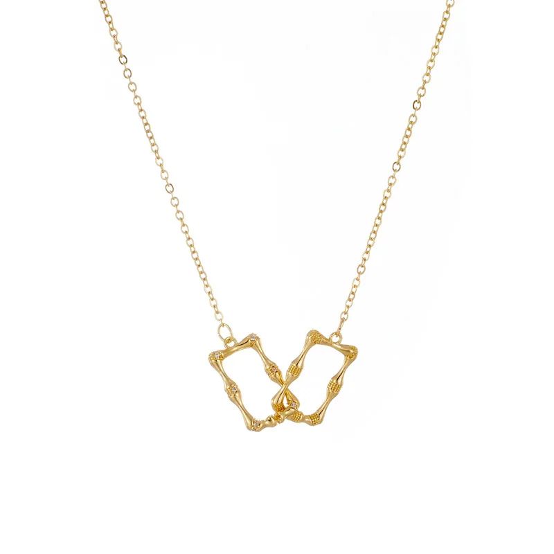 

2022 New Fashion Women Geometric Double Rectangle Splicing Pendant Necklace Women Sexy Party Double Rectangle Pendant Necklace