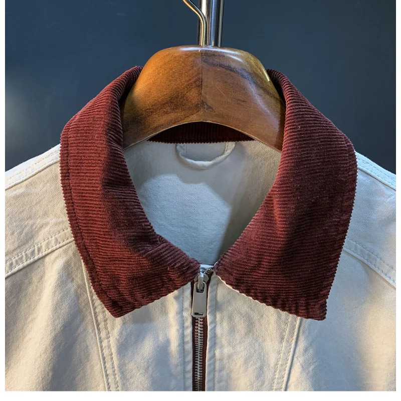 

Color blocked lapel jacket men's zipper cardigan casual jacket trend 2026 new autumn men's clothing