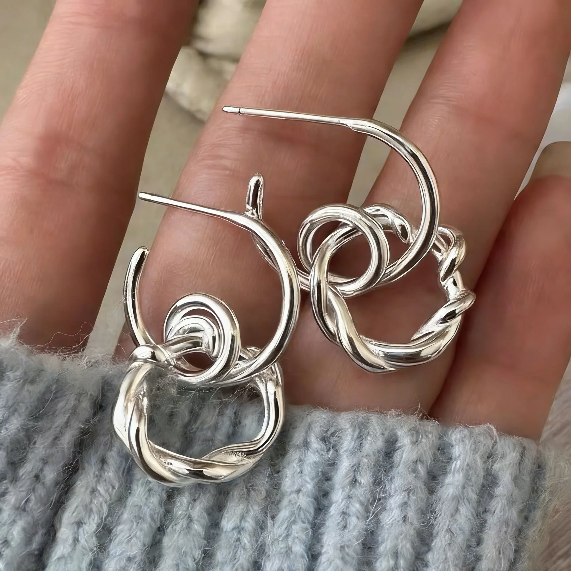 

Винтажные серьги из стерлингового серебра 925 пробы для женщин, модные простые круглые витые серьги, ювелирные изделия, предотвращающие аллергию, аксессуары для вечеринок, подарок