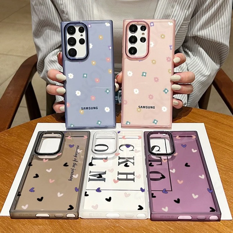 Soft Silicone Phone Case For Samsung Galaxy S24 S22 S23 Ultra S21 S23 FE A54 A53 A52 A34 5G Clear Love Heart Shockproof Cover