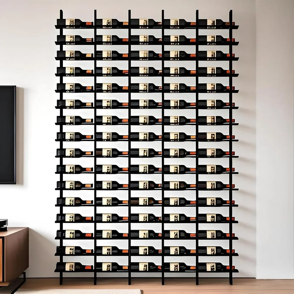 

Wall Mounted Wine Rack, H 94.5INCH, 16 Rows, Black 80 Bottle, Metal Wine Bottle Holder for Home Bar, Wine Kitchen Storage (Black