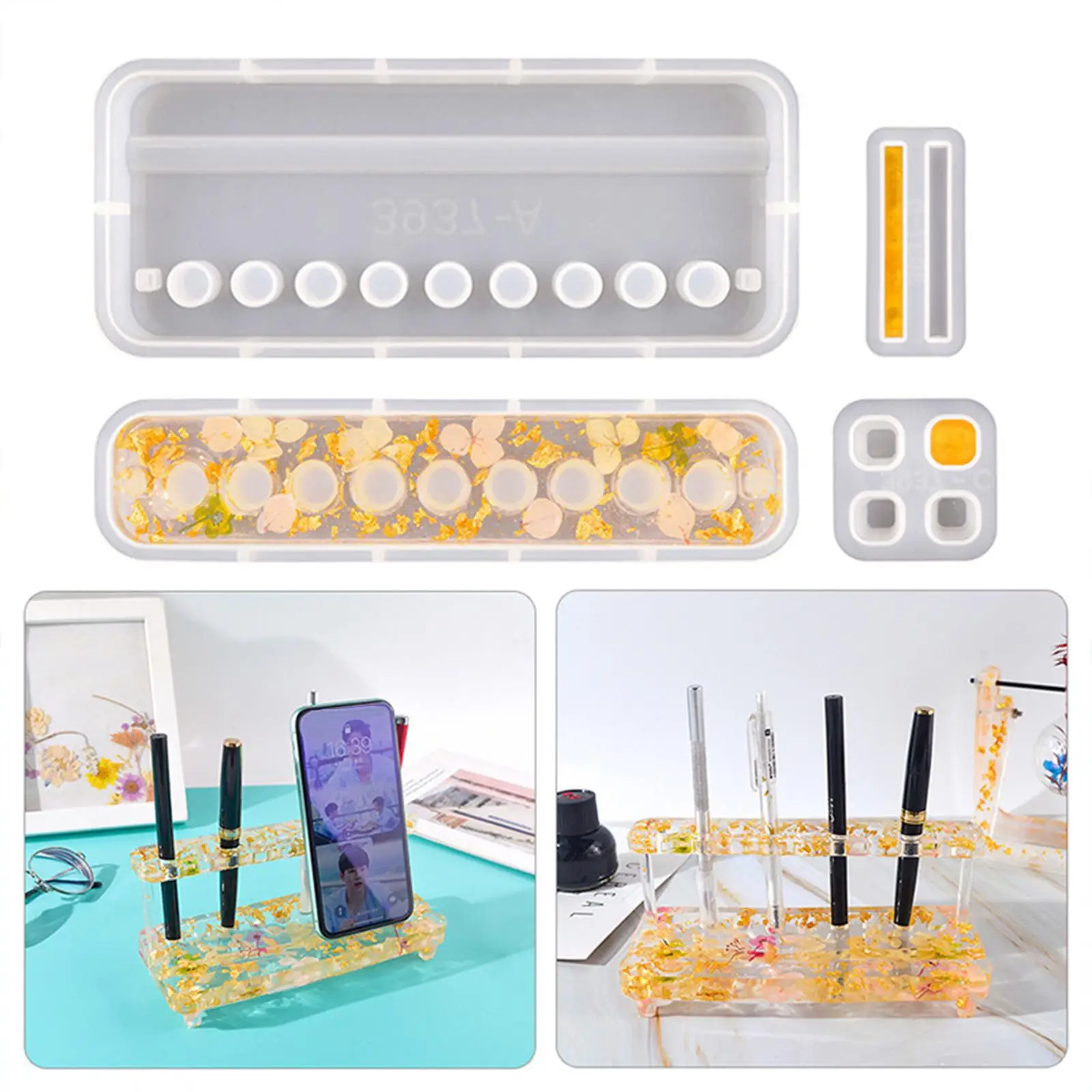 Pen Holder Mold for Resin Casting Stand Makeup Brush Organizer