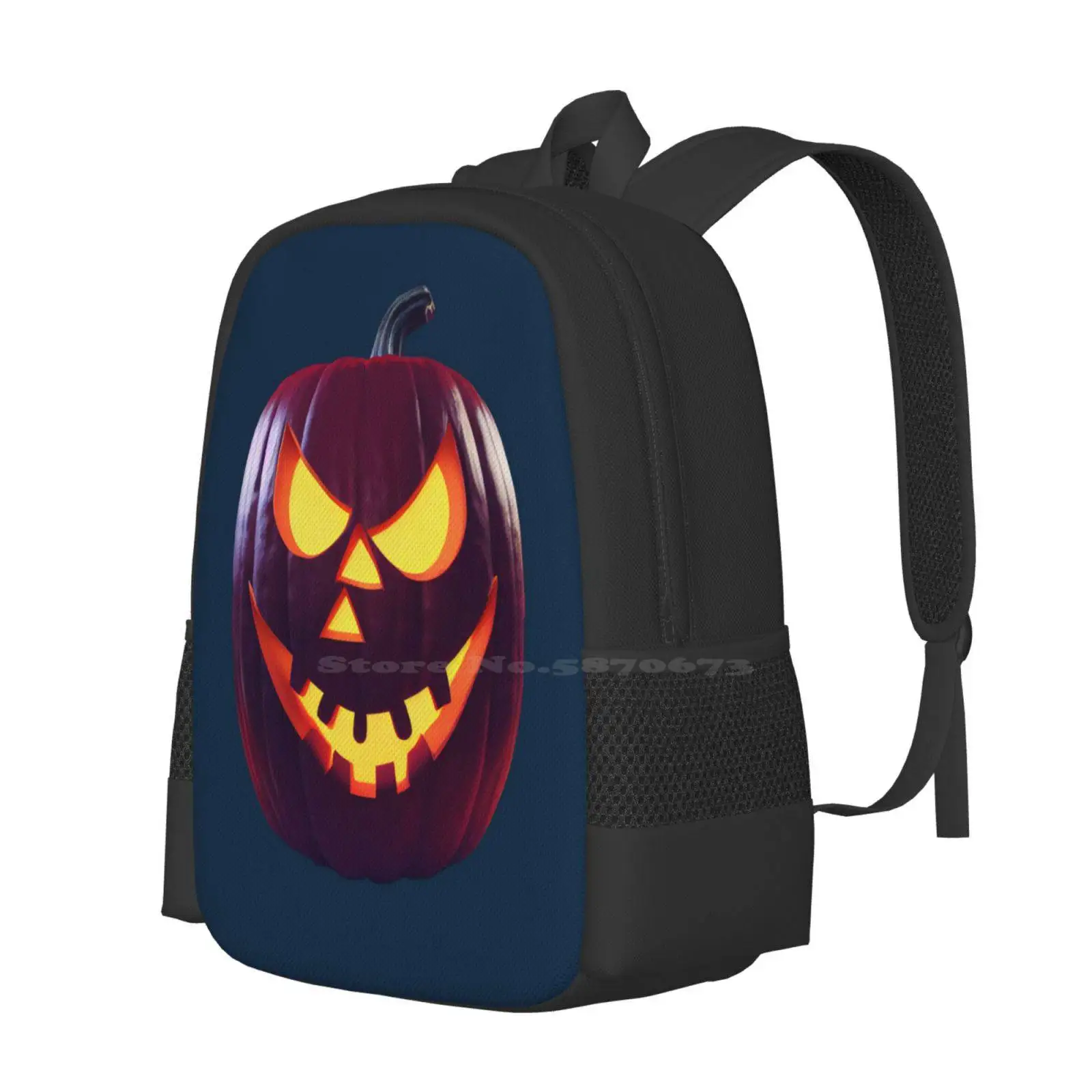 Halloween Pumpkin Head 01-08 Hot Sale Backpack Fashion Bags Evil Funny Pumpkin Heads Colorful Colourful Red Spooky Halloween