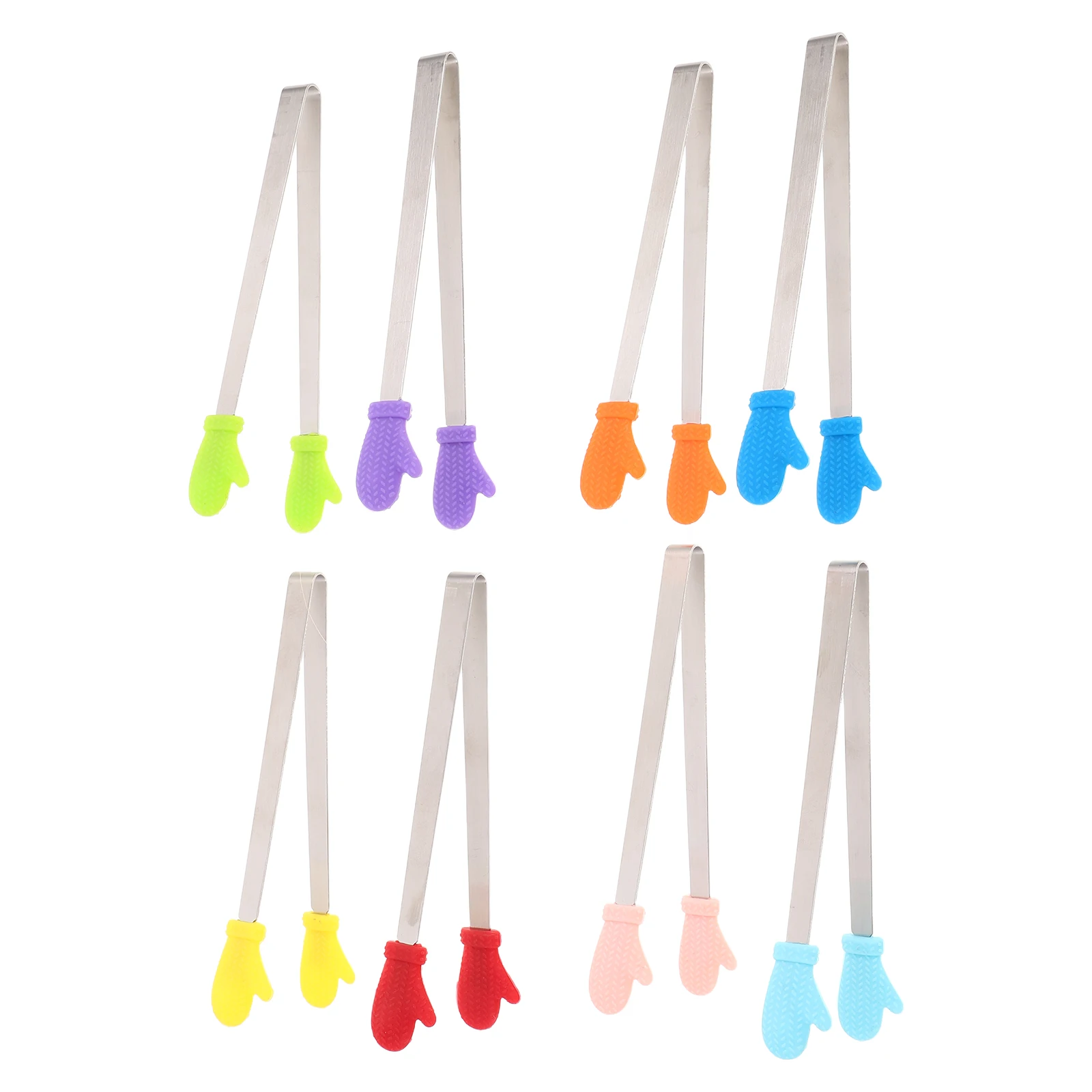 

8 Pcs Mini Ice Clips Dessert Tongs Candy Cooking Bread Barbecue Bbq Grilling Silica Gel Serving Office