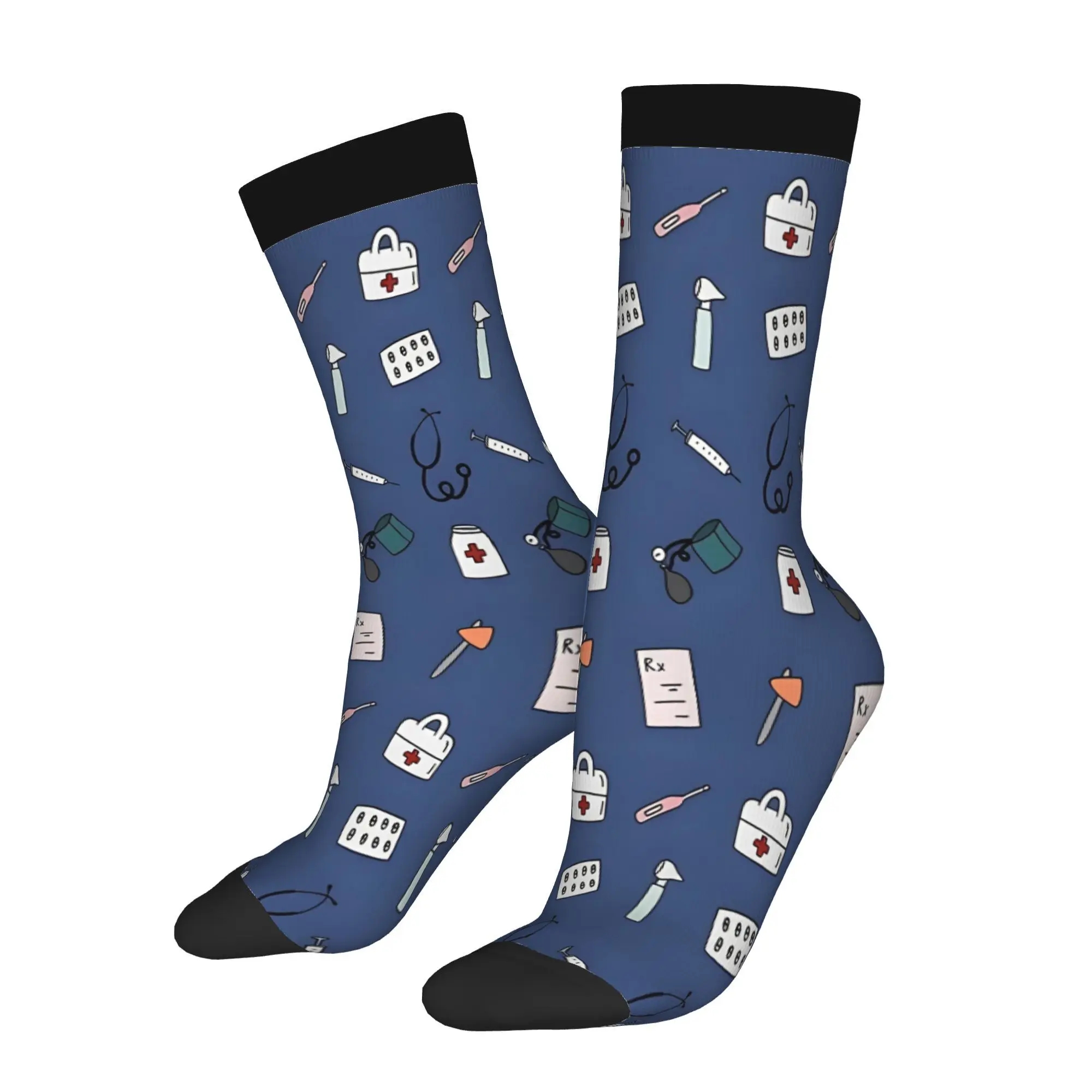 Men's Medical Print Socks Funny Novelty Full-Body Anatomical Medical Symbols Breathable Gym Socks for Doctors Nurses Themed