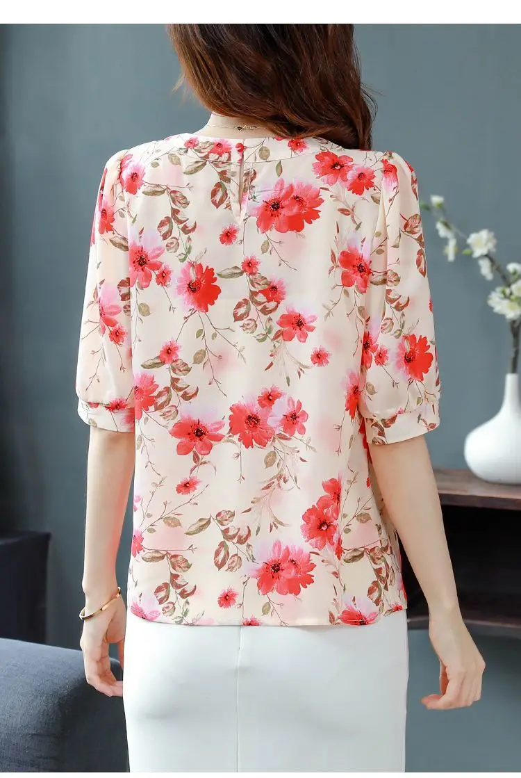 Frauen Chiffon Bluse Frauen Kurzarm Sommer hemd koreanischen Stil Mode lose Vintage Tops