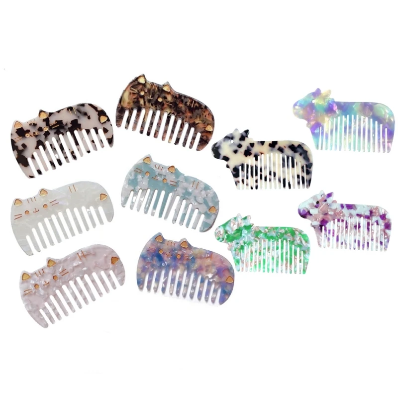 Puppy Cow Cat Acetate Hair Combs Wide Large Tooth Pocket Hair Comb Hair Brush Anti-static Hairdressing Tools