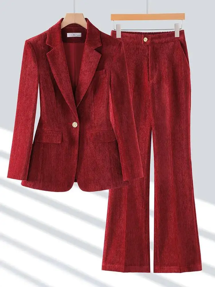 

Высококачественная ткань, бархатные элегантные стильные формальные брючные костюмы, осенне-зимние профессиональные пиджаки, комплекты брюк для карьерного интервью