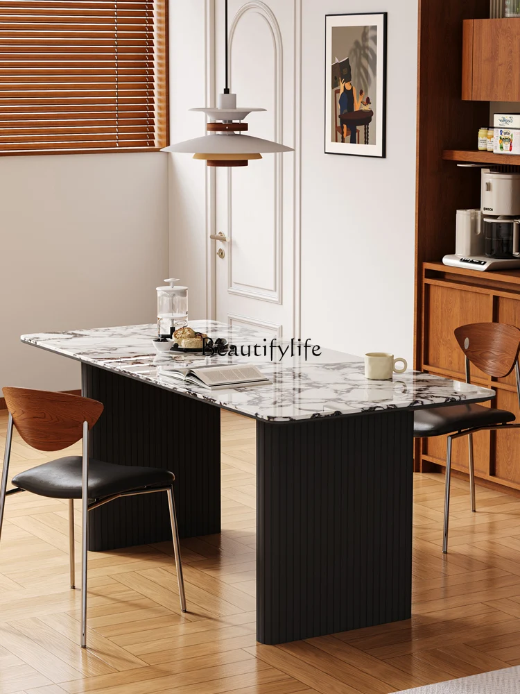 

Italian Minimalist Marble Dining Table Modern Simple Light Luxury High-end Household Solid Wood
