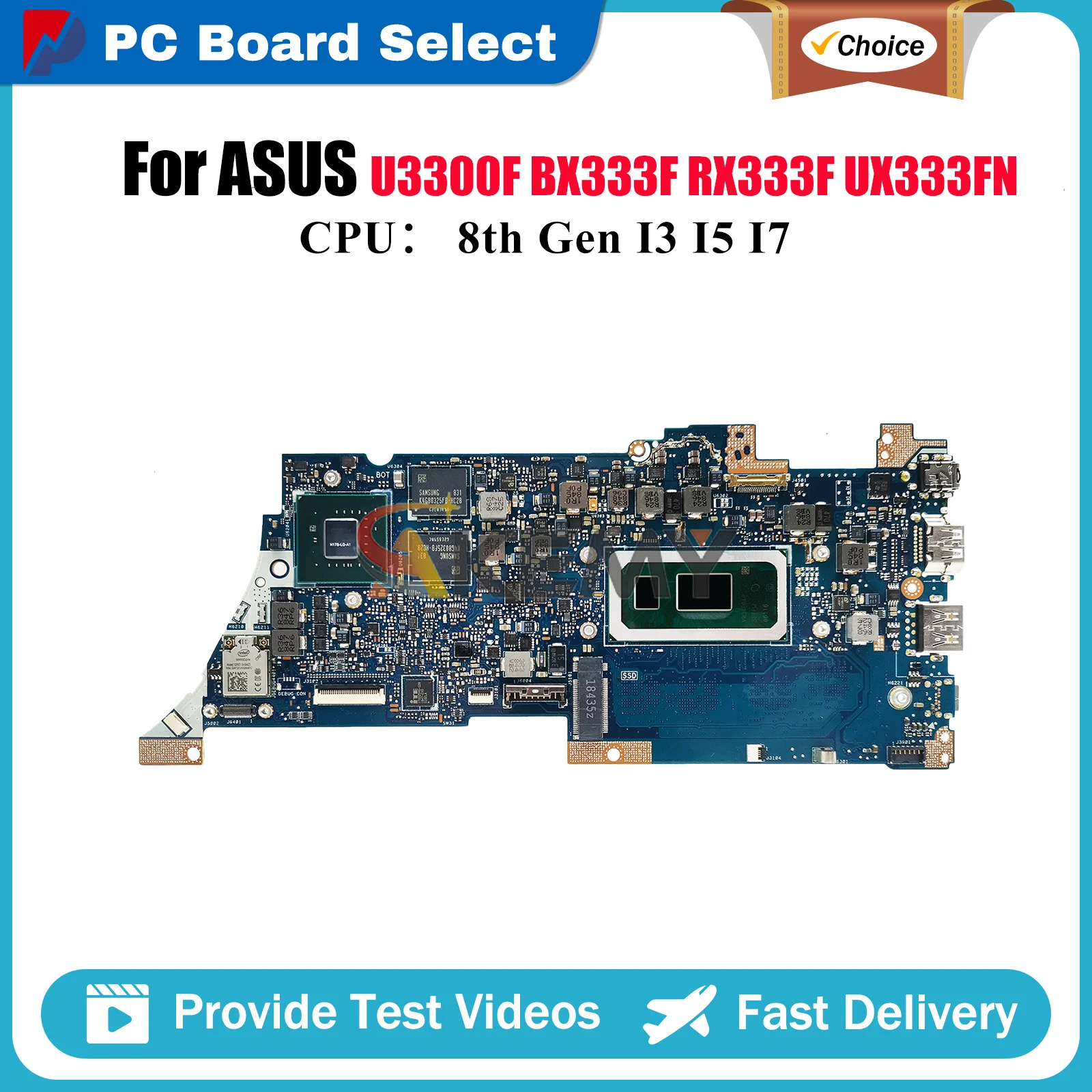 

UX333FN Laptop Motherboard For ASUS ZenBook BX333F UX333F U3300F RX333F UX333FN Mainboard With I3 I5 I7 CPU 100% tests OK stk