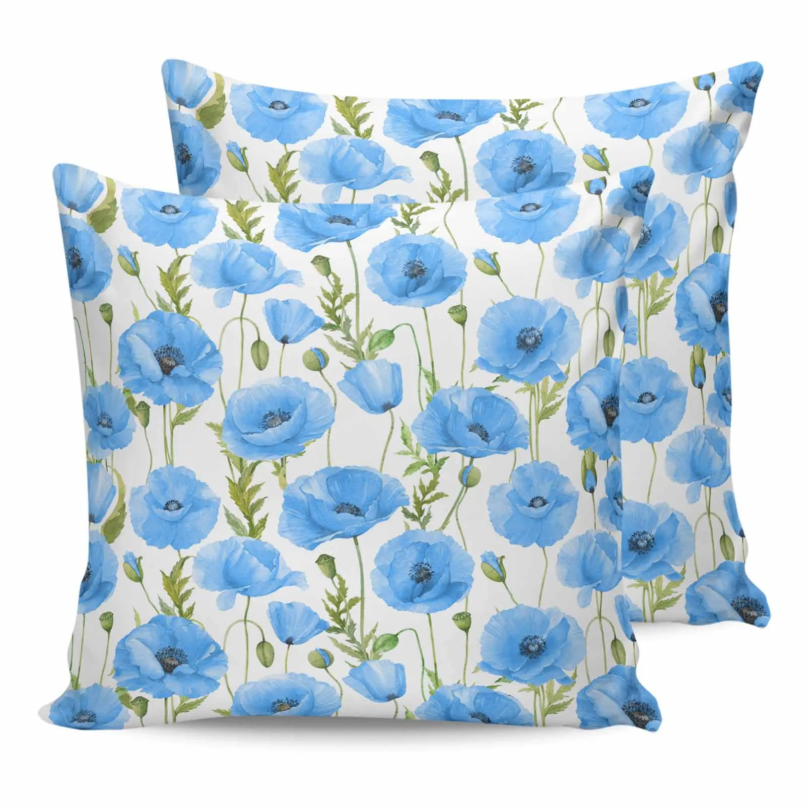 2/4PCS Outdoor Garden Chair Waterproof Cushion Water Blue Poppy Flower Texture Home Decor Pillow Case Home Decor Pillow Case