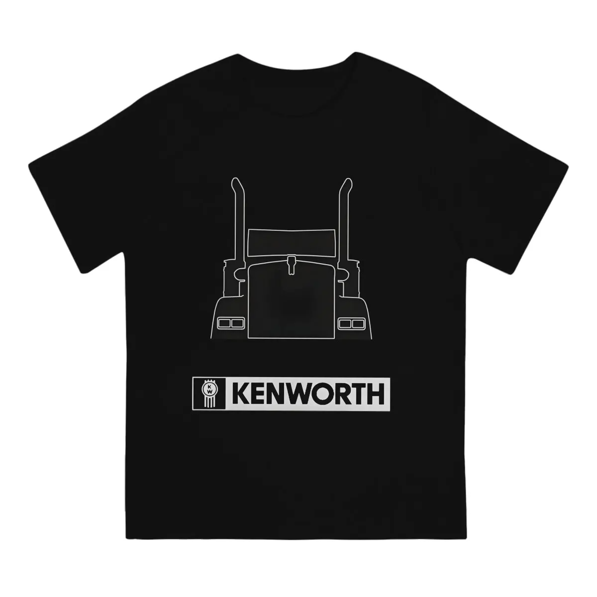 Outline Truck T Shirt for Men Cotton Funny T-Shirt Round Neck Kenworth Tee Shirt Short Sleeve Tops Birthday Present