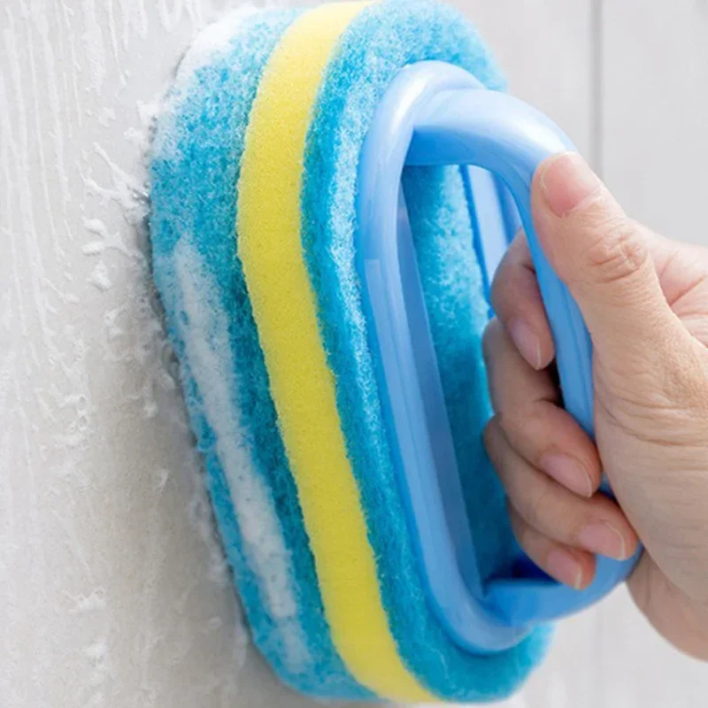 1pc Kitchen Sponge Wipe Thickening Cleaning Brush with Handle Bathroom Tile Bathtub Cleaning Sponge Cleaning Supplies Cleaner