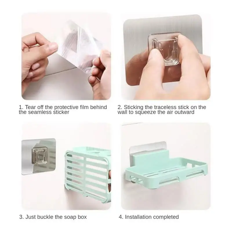 1/3pcs Soap Dishes Portable No Punching Soap Holder Bathroom Wall-Mounted Soap Holder Self Adhesive Kitchen Sponge Storage Rack