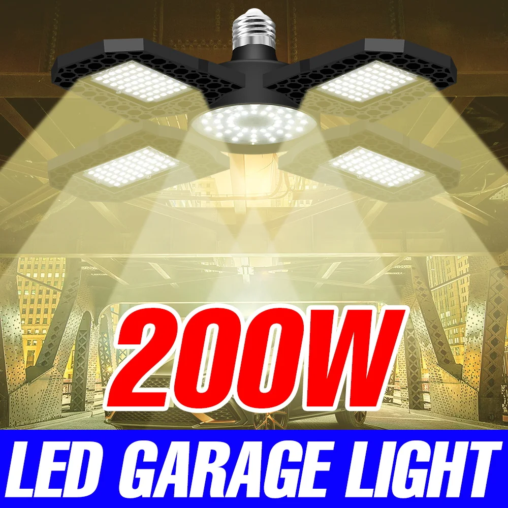 

200 Вт светодиодная лампа E27 гаражная лампа 220 В деформируемый складной прожектор 110 В холодный/теплый белый домашний склад мастерская торговый центр