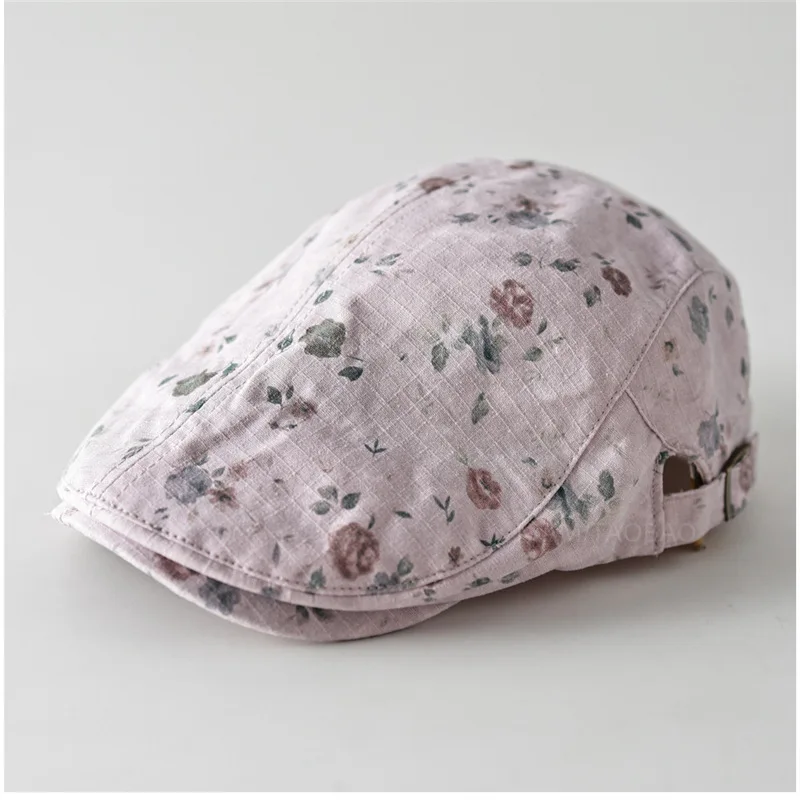 

Cotton Linen Floral Print Newsboy Cap for women girls Casual Outdoor Daily Wear Hat