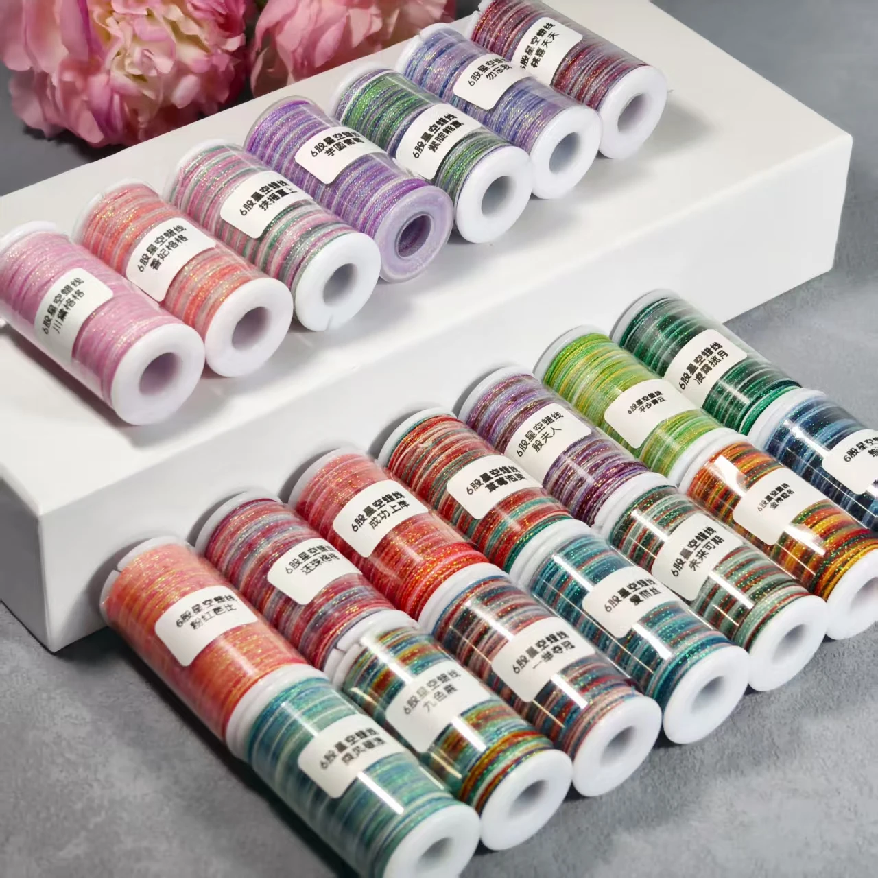 

Long Thin Axis Six Strand Segmented Dye Starry Wax Tead Hand Knitting Material One Roll Appmately 70 Meters