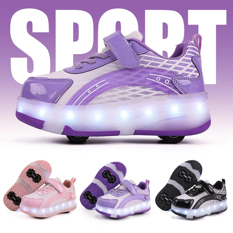 Trendy Girls' Roller Skating Shoes Four Wheel Roller Skating Shoes High Quality Light Wheel Sports Shoes