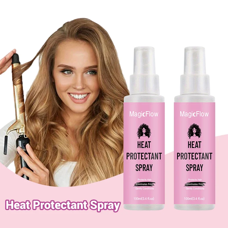 

100ml/3.4fl.oz Heat Protection Spray - Thermal Shield for Hair | Protects & Softens Hair, Prevents Damage from Curling Irons