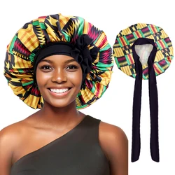 African Large Women Bonnet Satin Ribbon Sleep Cap Elastic Band Women Head Wrap Ladies Night Sleeping Cap Turban Chemo Hat
