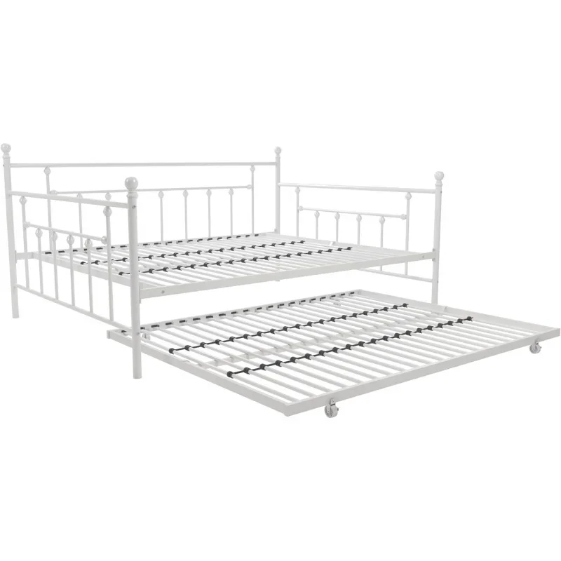 DHP Manila Metal Queen Size Daybed and Full Size Trundle (White)