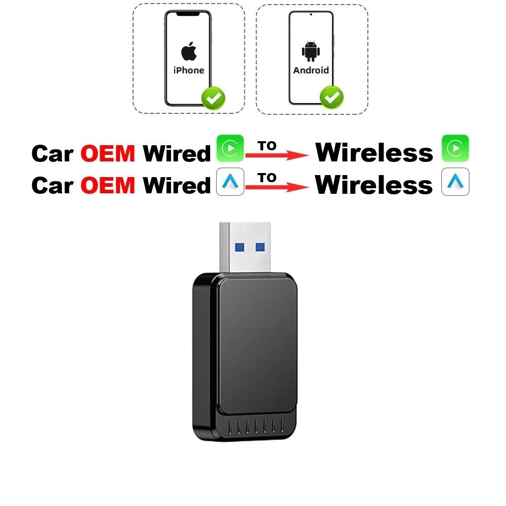 

Type:2in1 Wireless Carplay Android AUTO Adapter Color:Black Material:Metal Package Contents: 1 * Wireless Carplay 1 *